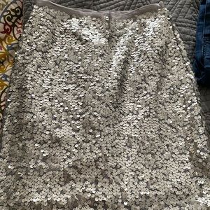 J Crew silver sequin stretch mini pencil skirt